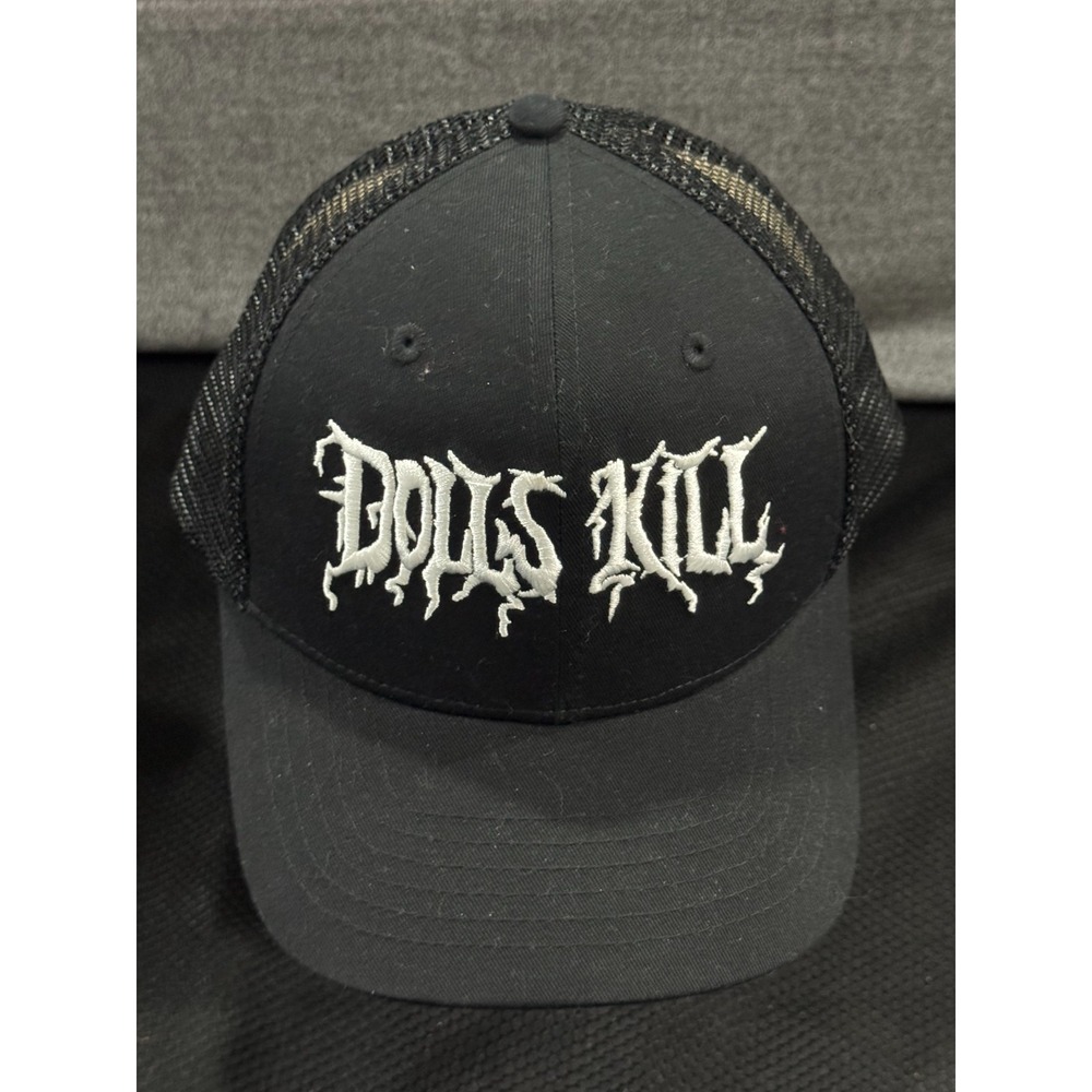 Dolls Kill Trucker Cap Men's One Size Black Cotton Mesh Back Adjustable Snap Hat